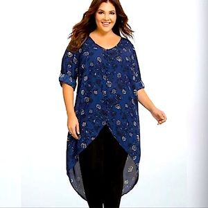 Women's Blue Floral Top